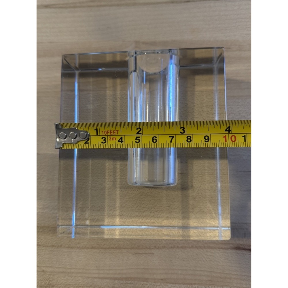 Vintage MCM Clear Crystal Block Bud Vase Heavy Minimalist Propagation Decor - Picture 7 of 9